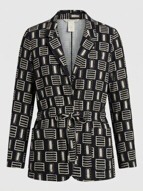 Melrose Black & White Abstract Print Cardigan Jacket Medium Made in USA